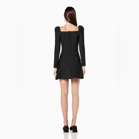 Elliatt Mallory Long Sleeve Mini Dress in Blacksilver - Picture 5 of 6